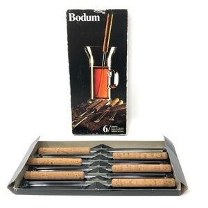 Bodum Denmark vintage set of 6 glass and cork stirring sticks in original box